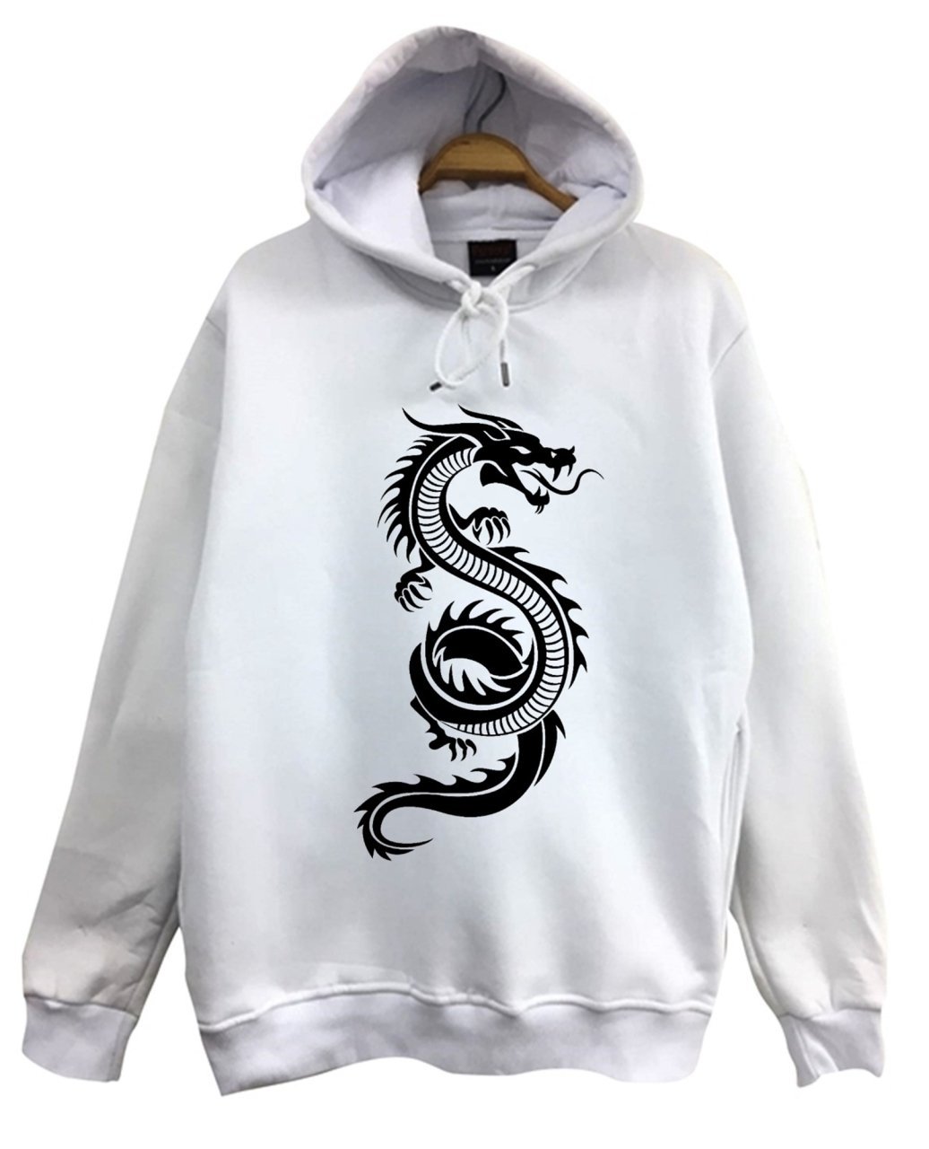Ejderha Baskılı Sweatshirt BEYAZ - M