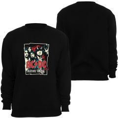 ACDC Baskılı Unisex Bisiklet Yaka Sweatshirt