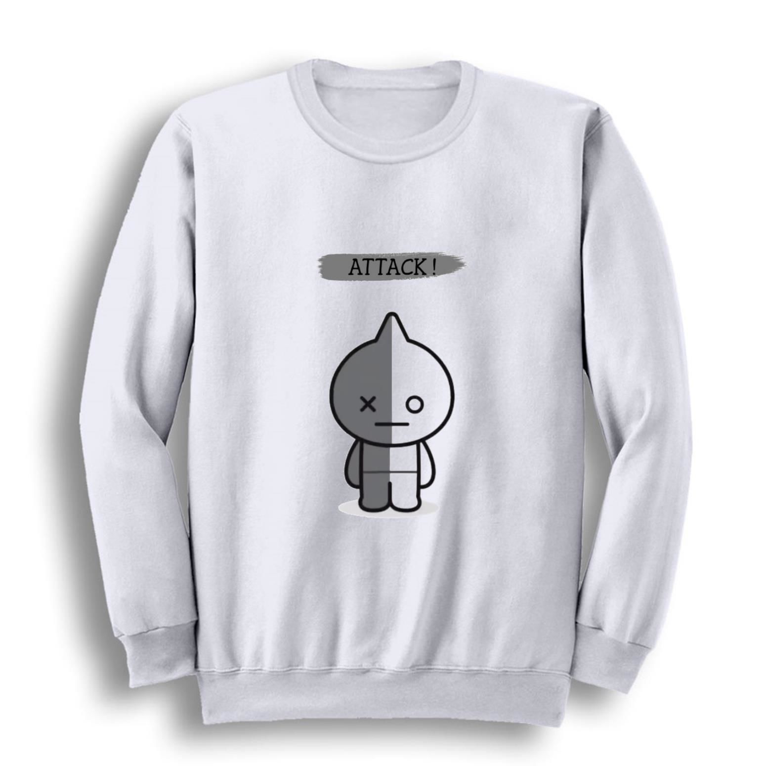 Bt21 Baskılı Bisiklet Yaka Sweatshirt