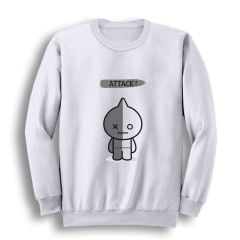 Bt21 Baskılı Bisiklet Yaka Sweatshirt