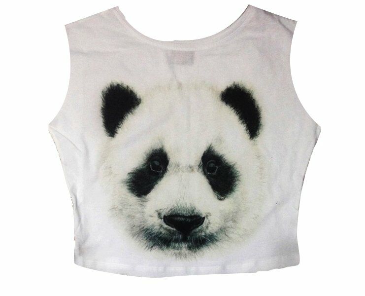 PANDA Baskılı Göbek Üstü-Yarım T-shirt