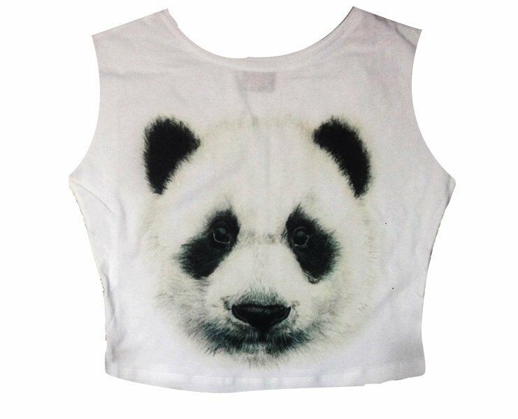 PANDA Baskılı Göbek Üstü-Yarım T-shirt