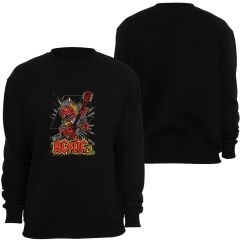 ACDC Baskılı Unisex Bisiklet Yaka Sweatshirt