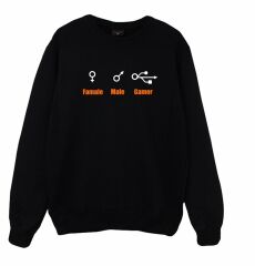 Famale Male Gamer Baskılı Sweatshirt