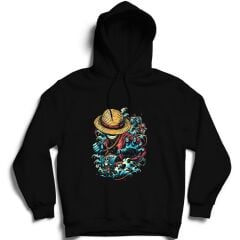 One Piece Anime Baskılı Kapşonlu Sweatshirt