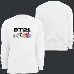 Bt21 Bts Anime Baskılı Bisiklet Yaka Sweatshirt