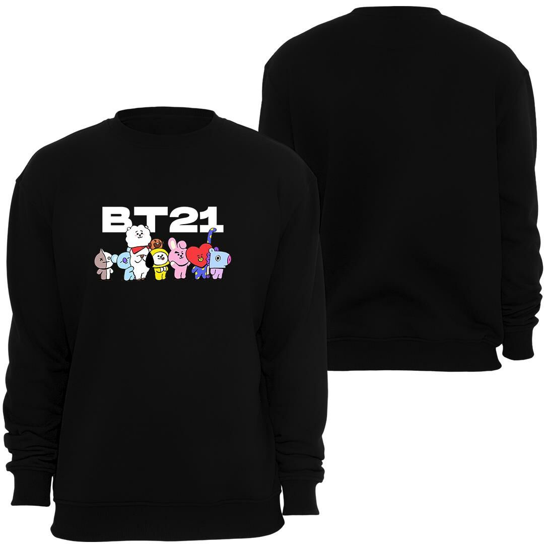 Bt21 Bts Anime Baskılı Bisiklet Yaka Sweatshirt