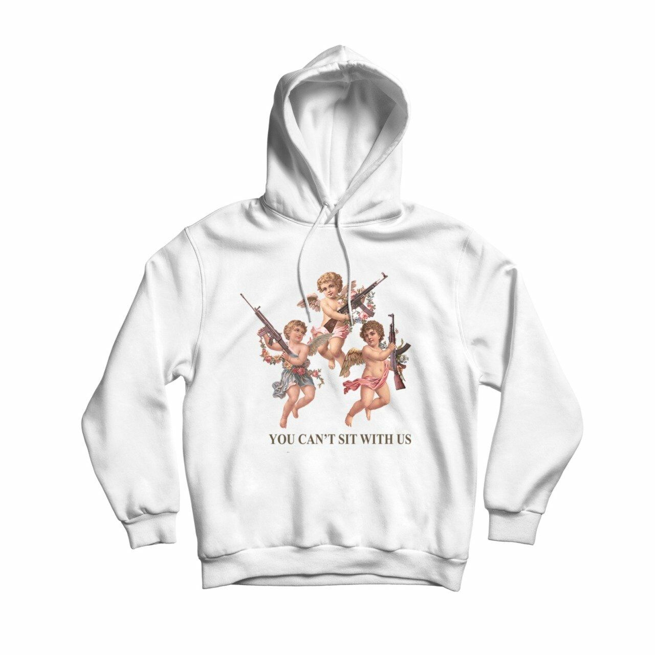 Angel Sit With Us Baskılı Kapşonlu Sweatshirt