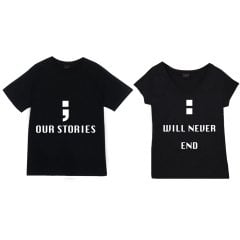 Our Stories Baskılı Sevgililer Günü Özel Çift Tişört