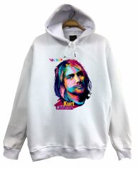 Nirvana-Kurt Cobain Baskılı Kapüşonlu Sweatshirt