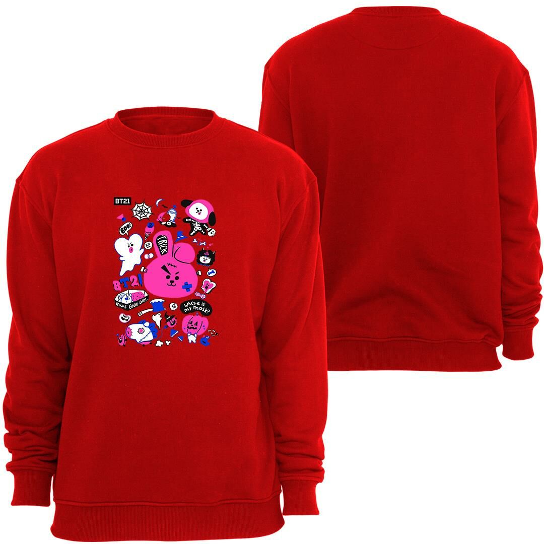 Bt21 Bts Anime Baskılı Bisiklet Yaka Sweatshirt