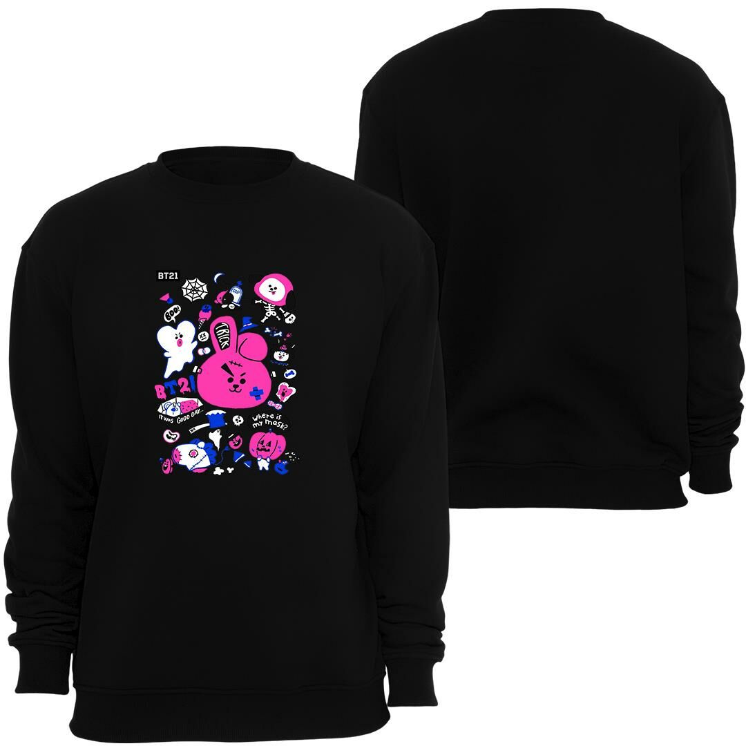 Bt21 Bts Anime Baskılı Bisiklet Yaka Sweatshirt