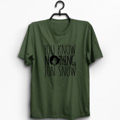 Game of Thrones -  Jon Snow Baskılı T-shirt HAKİ - XL