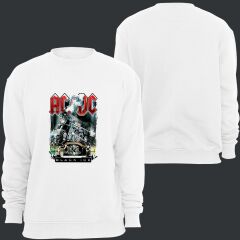 ACDC Baskılı Unisex Bisiklet Yaka Sweatshirt