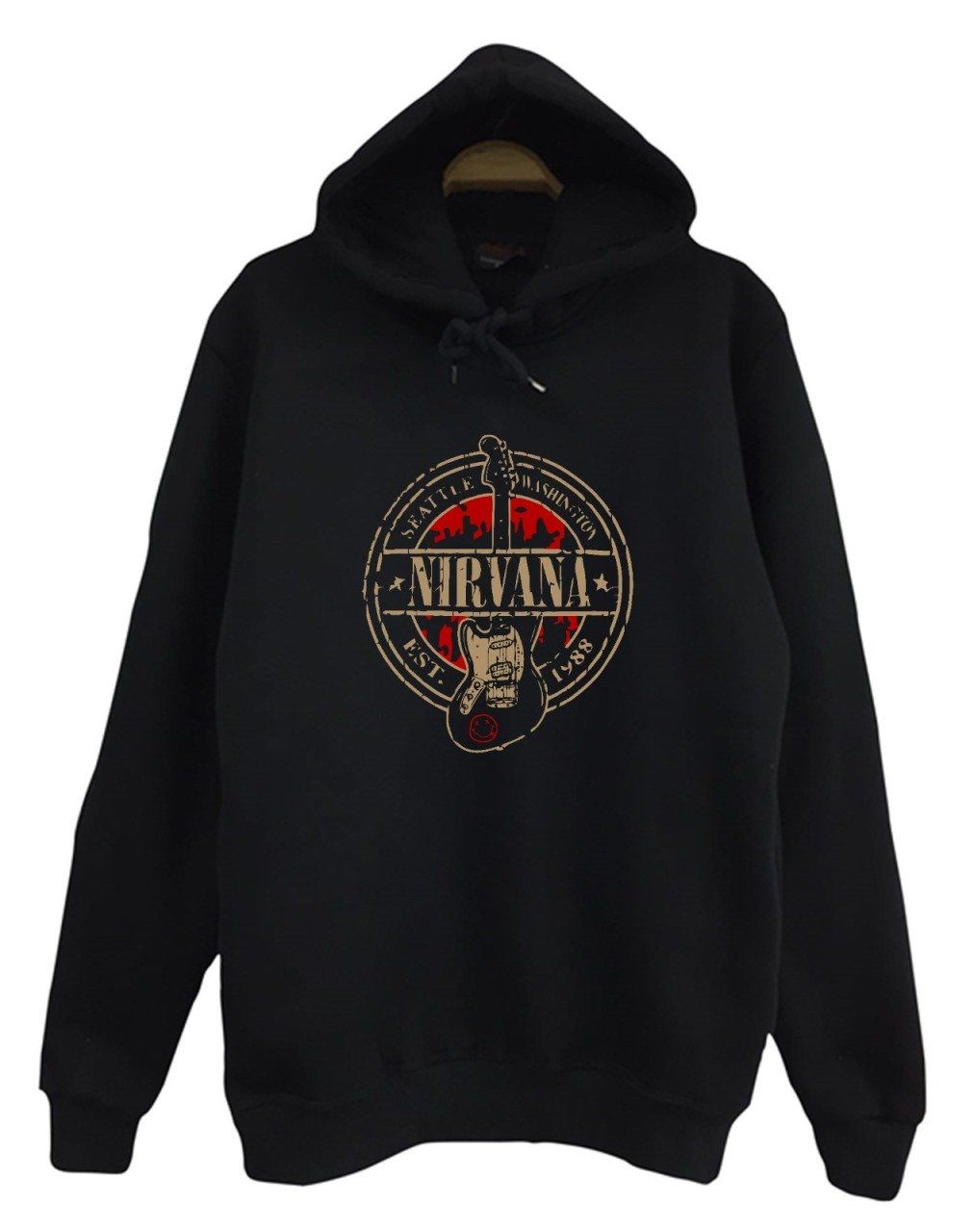 Nirvana-Kurt Cobain Baskılı Kapüşonlu Sweatshirt