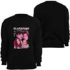 Blackpink ( KPop , Black Pink ) Baskılı Bisiklet Yaka Sweatshirt SİYAH - 2XL