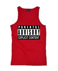 Parental Advisory Baskılı Sıfır Kol T-Shirt