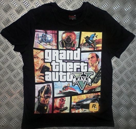 GTA Baskılı T-shirt SİYAH - 2XL