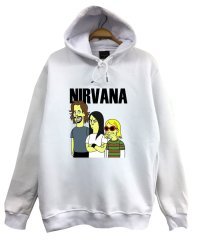 Nirvana-Kurt Cobain Baskılı Kapüşonlu Sweatshirt BEYAZ - S