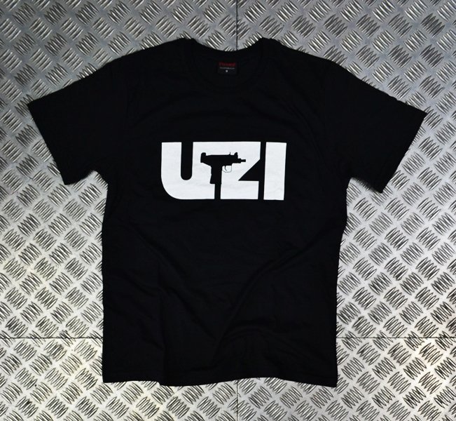 UZI Baskılı T-shirt SİYAH - XL