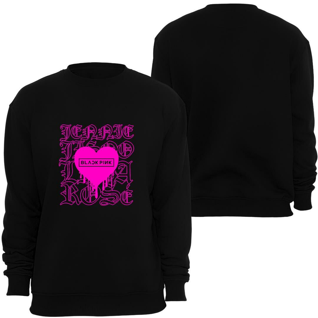 Blackpink ( KPop , Black Pink ) Baskılı Bisiklet Yaka Sweatshirt