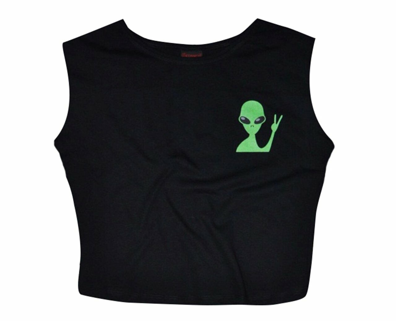ALIEN Baskılı Göbek Üstü-Yarım T-shirt