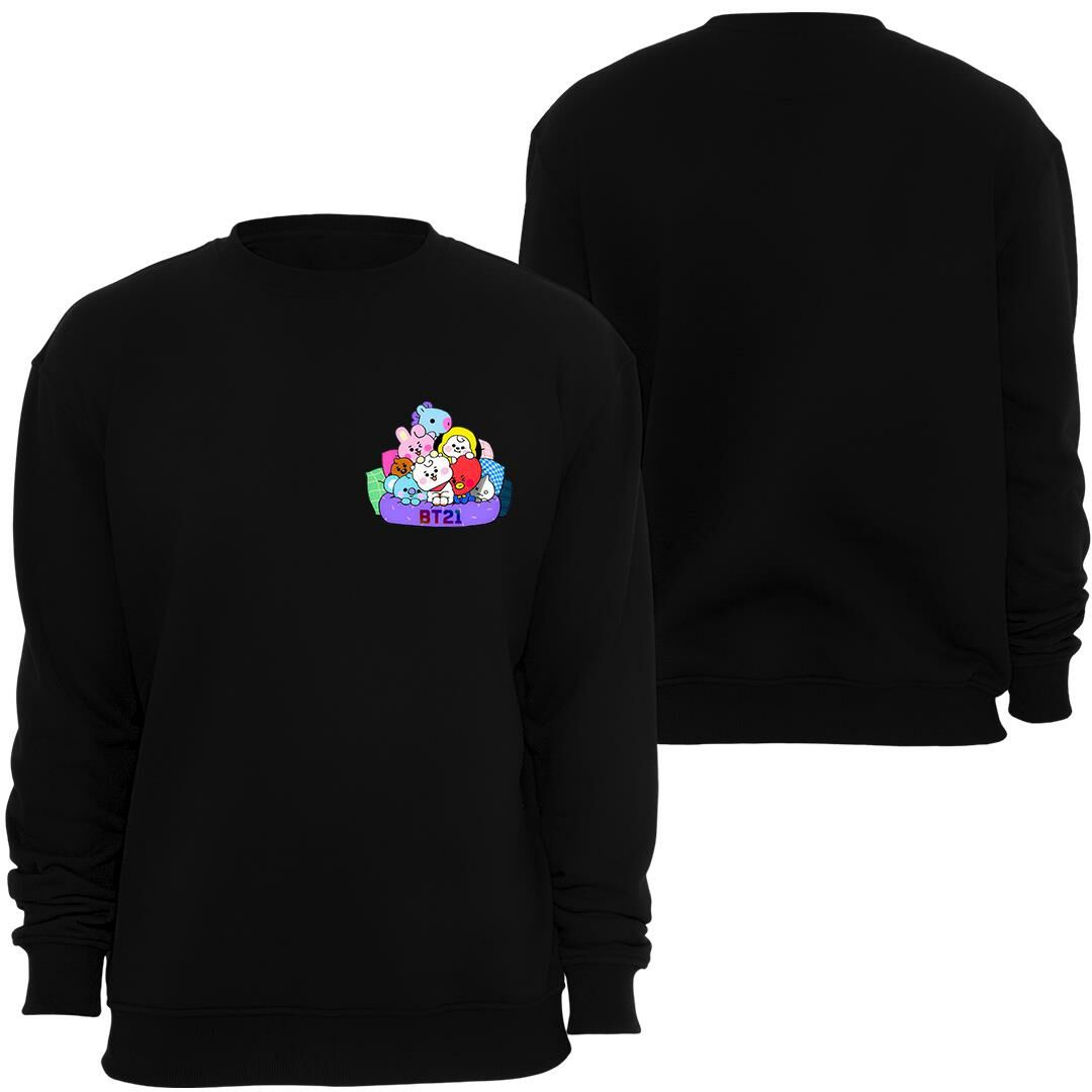 Bt21 Bts Anime Baskılı Bisiklet Yaka Sweatshirt
