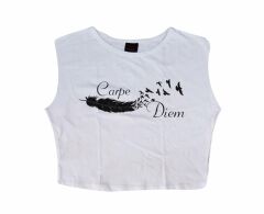 CARPE DIEM Baskılı Göbek Üstü-Yarım T-shirt