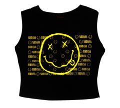 NIRVANA Baskılı Göbek Üstü-Yarım T-shirt