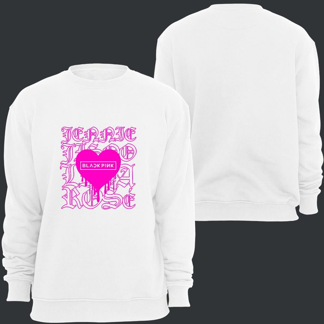 Blackpink ( KPop , Black Pink ) Baskılı Bisiklet Yaka Sweatshirt