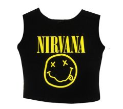 NIRVANA Baskılı Göbek Üstü-Yarım T-shirt