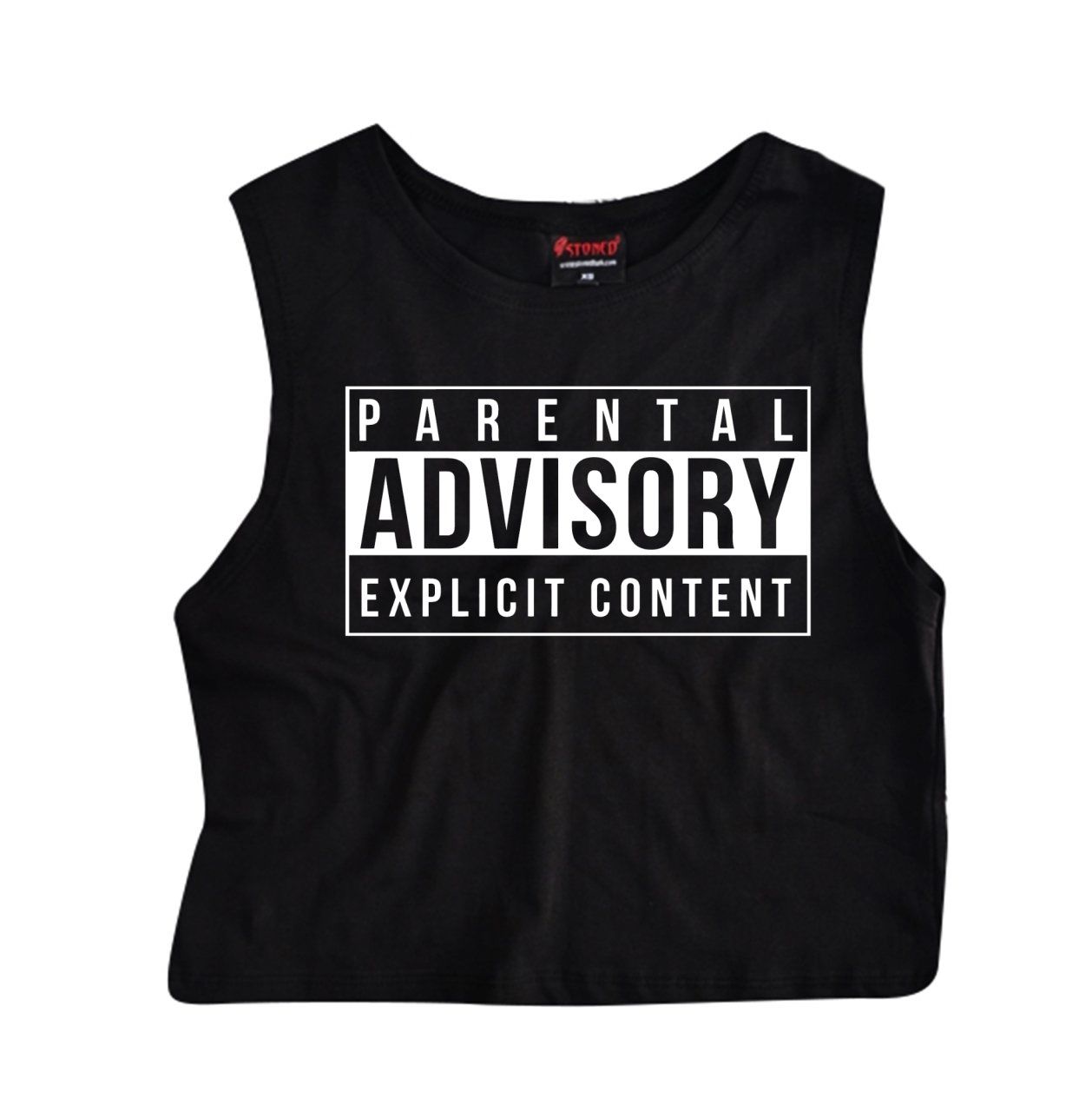 PARENTAL ADVISORY Baskılı Göbek Üstü-Yarım T-shirt