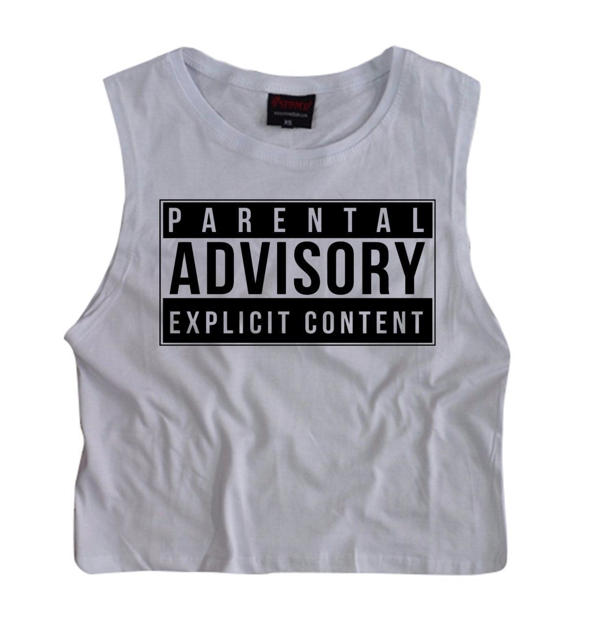 PARENTAL ADVISORY Baskılı Göbek Üstü-Yarım T-shirt
