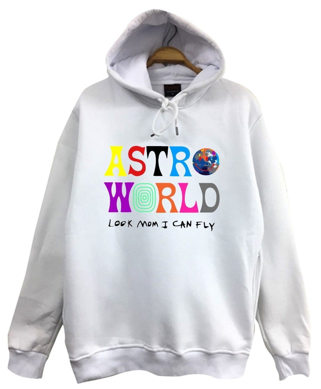 Travis Scott Astroworld Bask l Kapu onlu Sweatshirt BEYAZ XL
