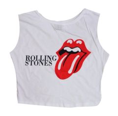 ROLLING STONES Baskılı Göbek Üstü-Yarım T-shirt