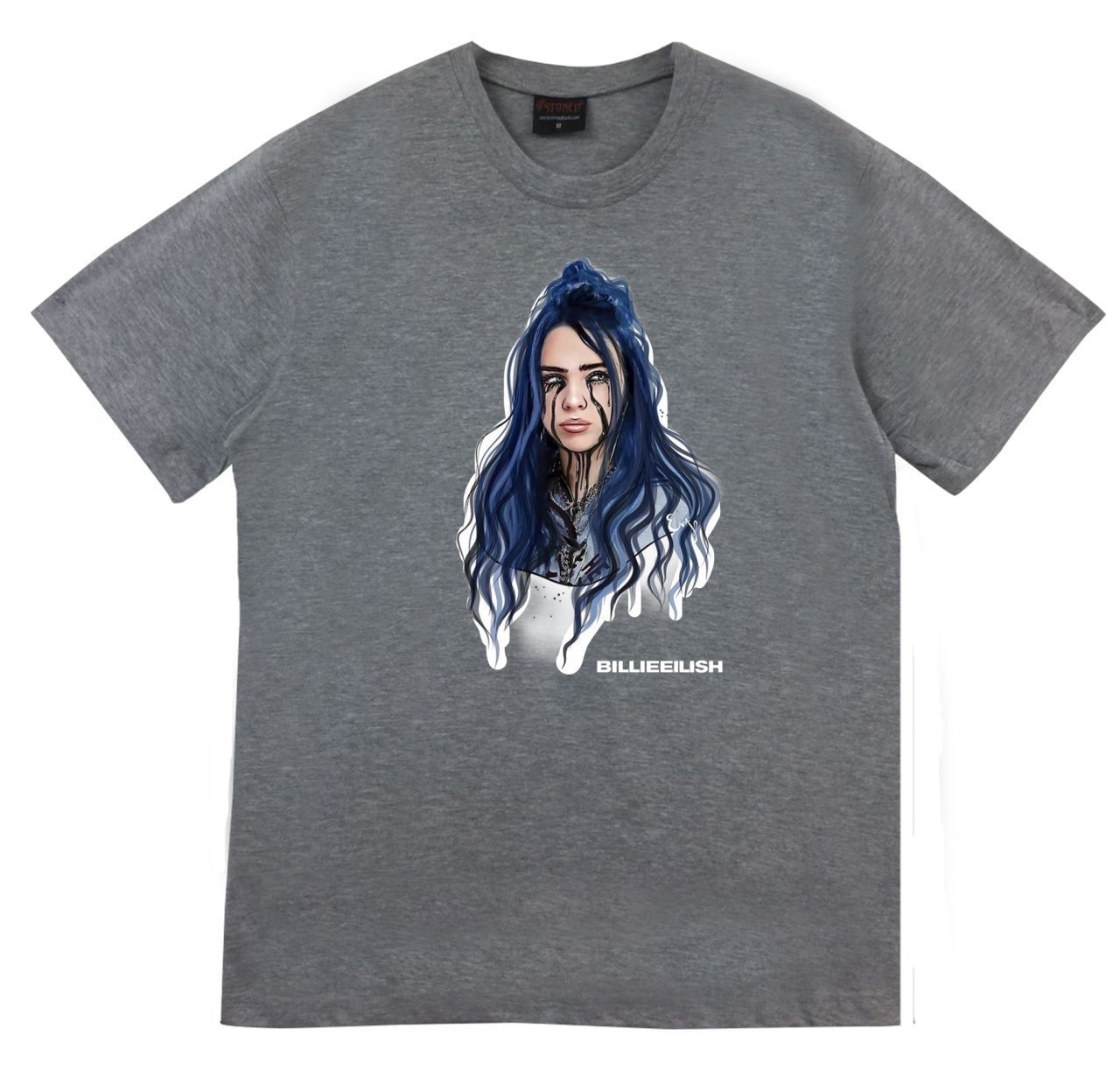 Billie Eilish Baskılı T-shirt GRİ - 3XL