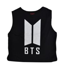 BTS Baskılı Göbek Üstü-Yarım T-shirt