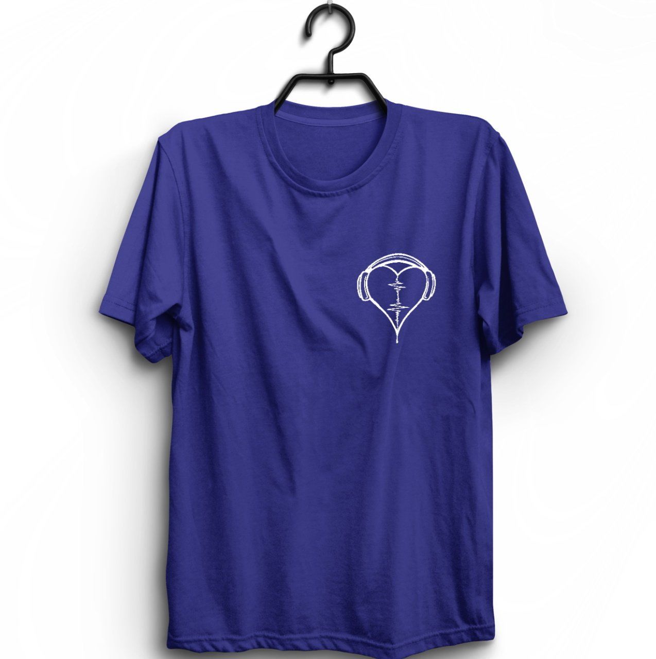 Kulaklık Kalp Ritim  Müzik Baskılı T-shirt