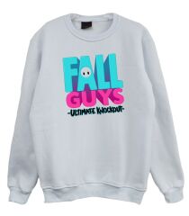 Fall Guys Oyun Baskılı Bisiklet Yaka Sweatshirt