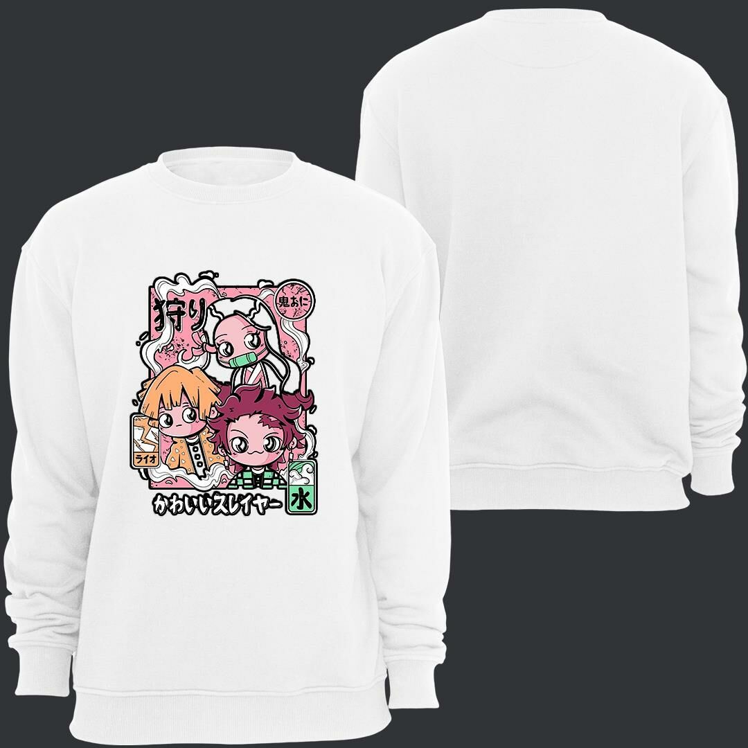 Demon Slayer Anime Baskılı Bisiklet Yaka Sweatshirt