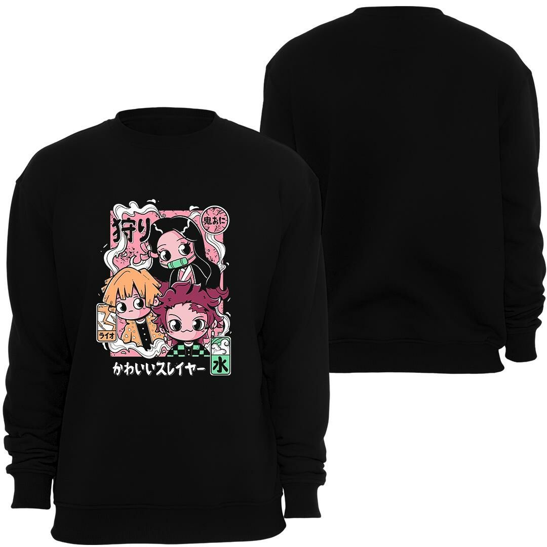 Demon Slayer Anime Baskılı Bisiklet Yaka Sweatshirt