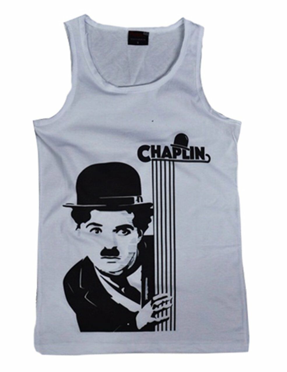 Charlie Chaplin Baskılı Sıfır Kol T-Shirt