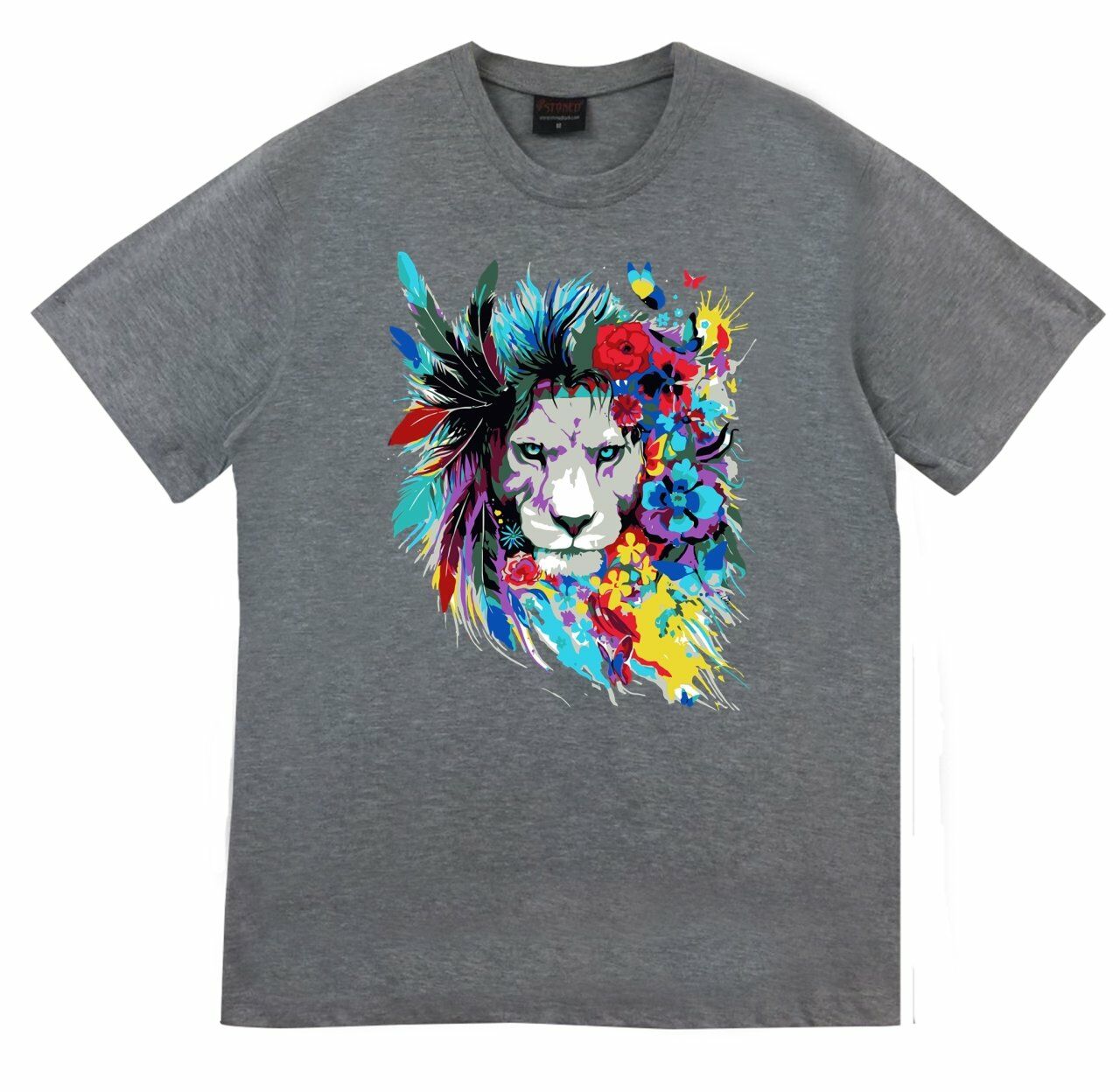 Aslan Kızılderili Baskılı T-shirt