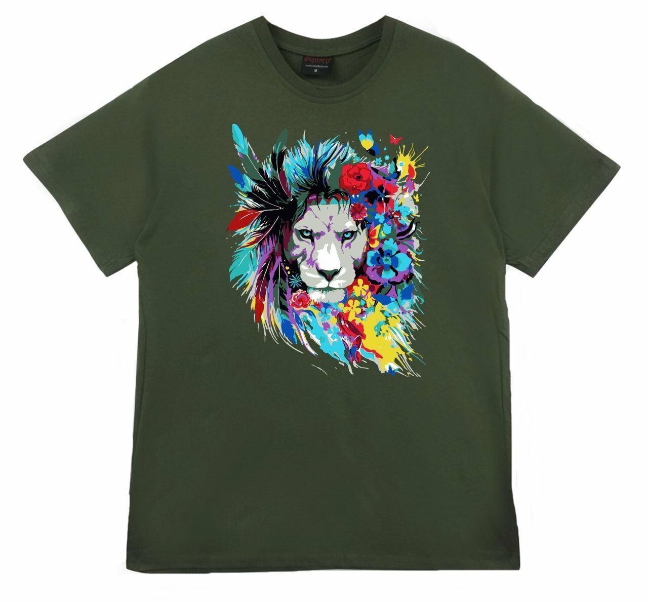 Aslan Kızılderili Baskılı T-shirt