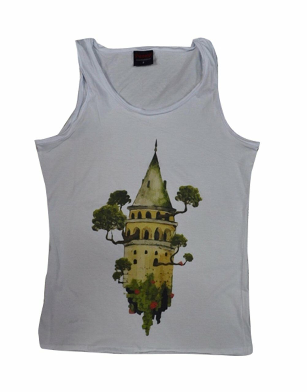 Galata Baskılı Sıfır Kol T-Shirt