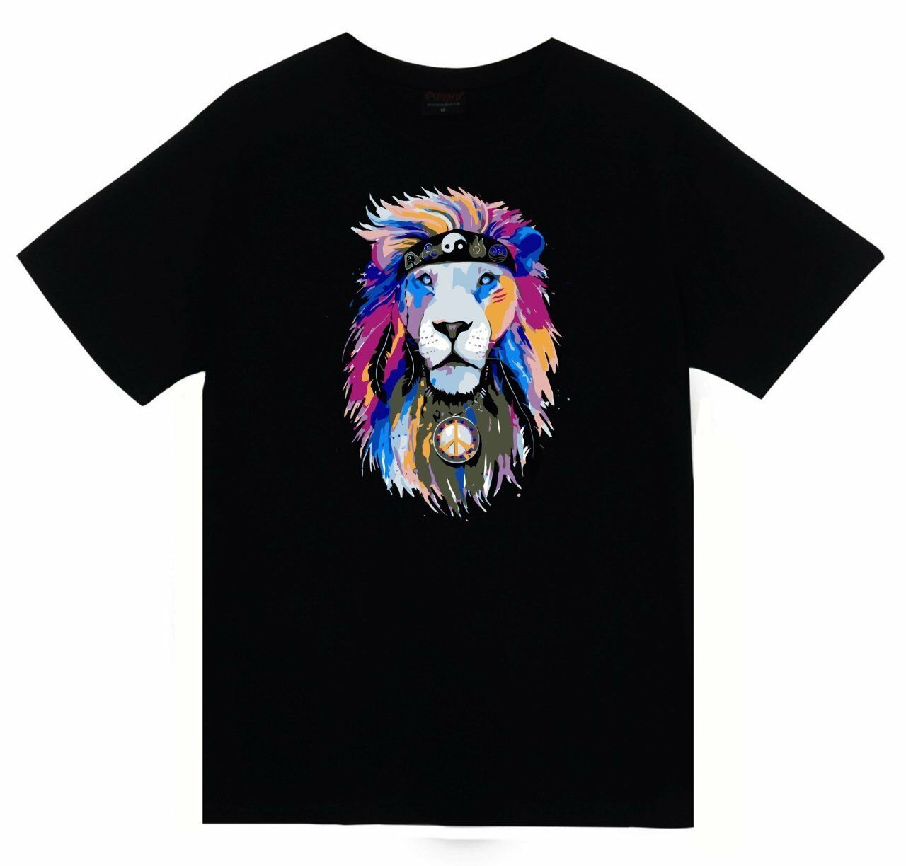 Aslan Kızılderili Peace Yingyang Baskılı T-shirt