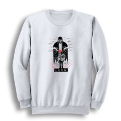 Leon Sevginin Gücü Baskılı Bisiklet Yaka Sweatshirt