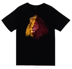 Aslan Sarı Kırmızı Baskılı T-shirt