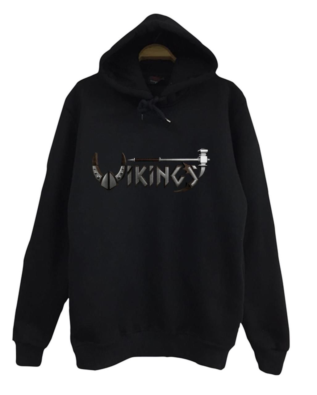 Vikings Baskılı Kapüşonlu Sweatshirt