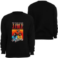 J. Cole Baskılı Özel Tasarım Unisex Bisiklet Yaka Sweatshirt